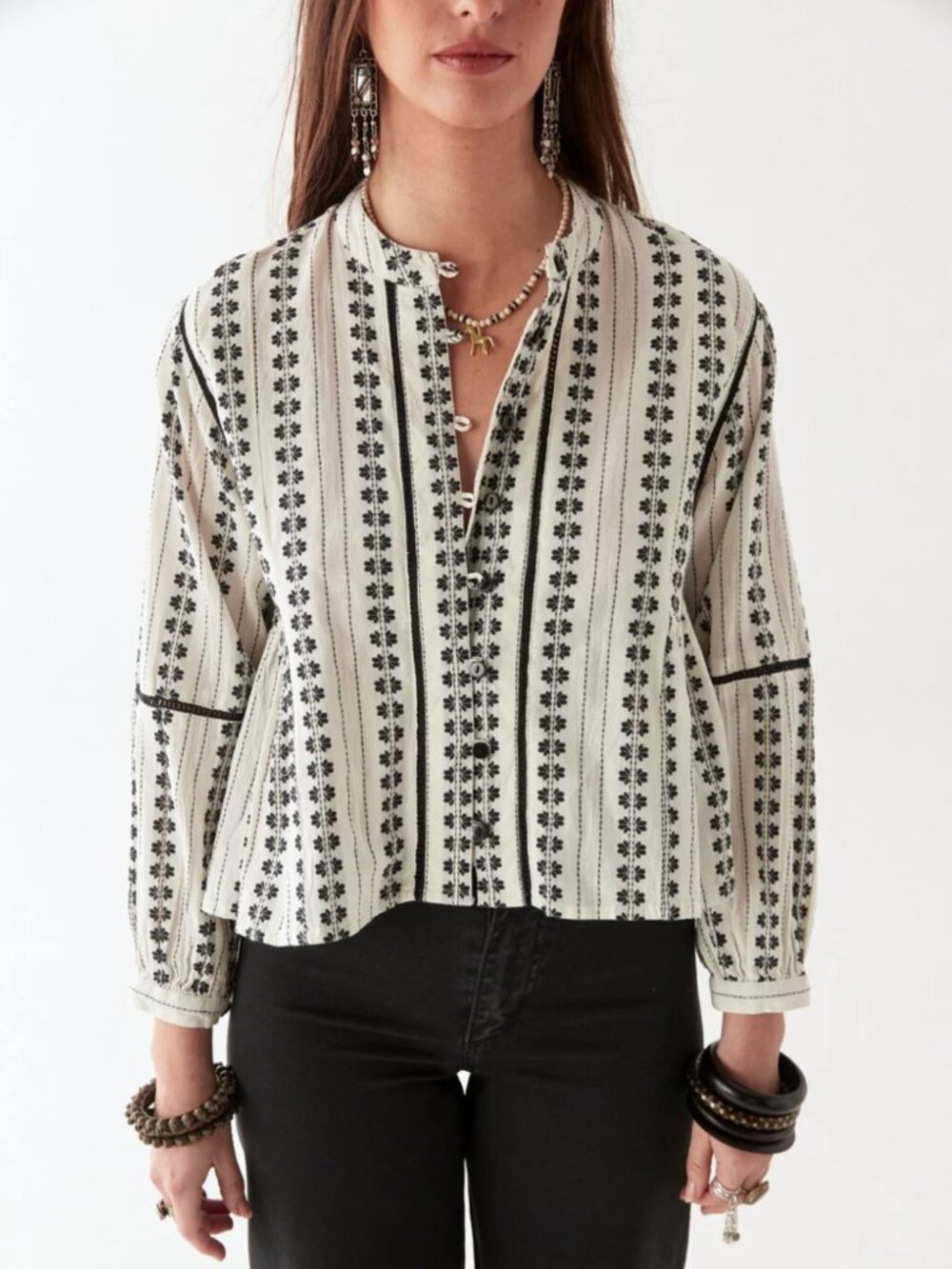 Maison Hotel Consuelito Blouse Pearl Jam 100% Cotton Size M View 2